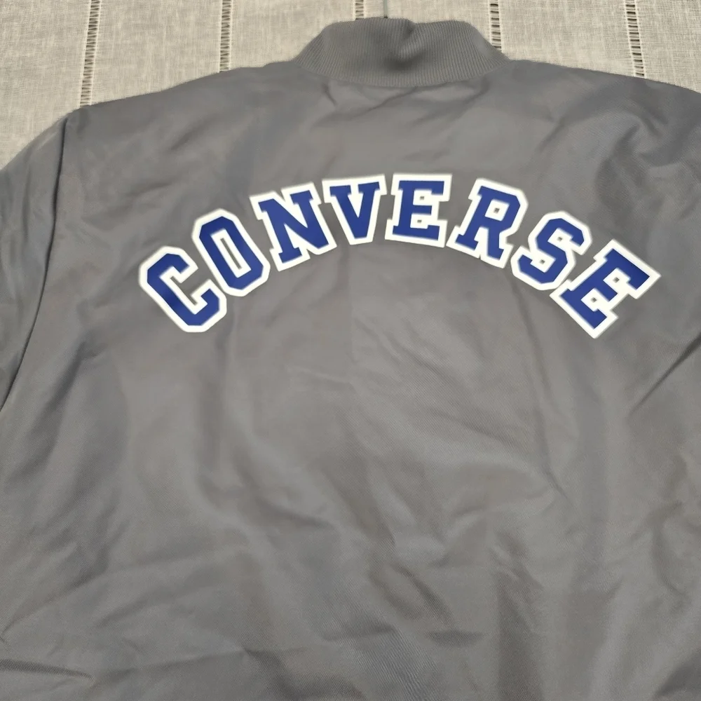 Converse Kids Bomber Jacket Coat Gray Logo and Lining Size Large 12-13 Yr